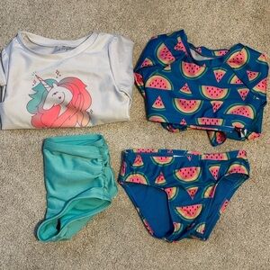 Cat & Jack Unicorn and Watermelon Swim Rashguard Set